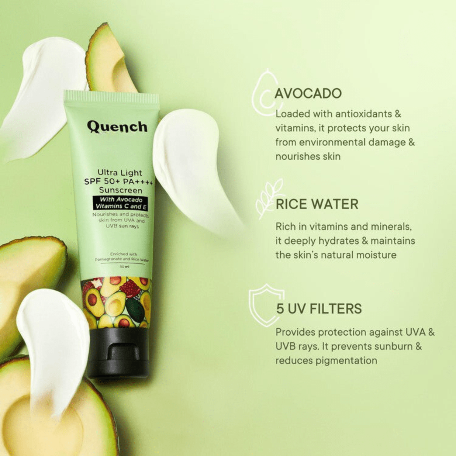 Ultra Light SPF 50+ PA++++ Sunscreen with Avocado - ZC | Zero Care
